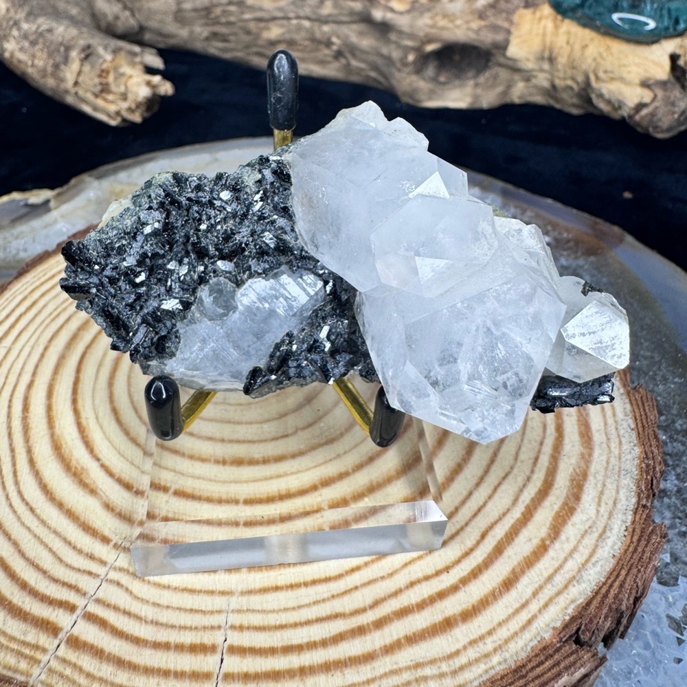 Black Epidote & Quartz Raw Specimen | Large Quartz Points | From Turkey - Picture 5 of 6
